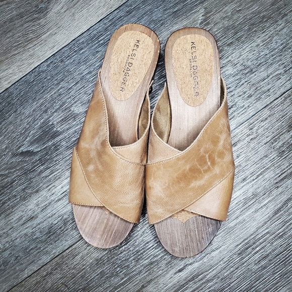 KELSI DAGGER Brooklyn Wood Leather Heeled Sandals - Picture 6 of 11